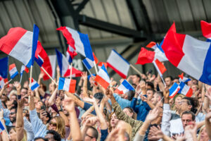 French people waving French flags